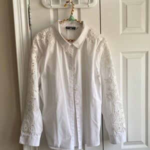 Karl Lagerfeld White Shirt with Colorful Trim